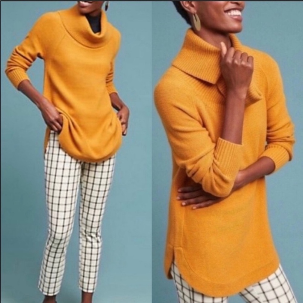 Anthropologie Moth Gold Cowl Neck Sweater-Sm